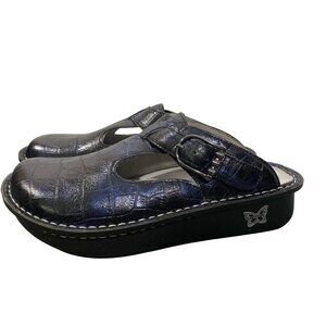 Alegria Classic Croco shoe mules blue women’s size 36 comfort shoe slip on